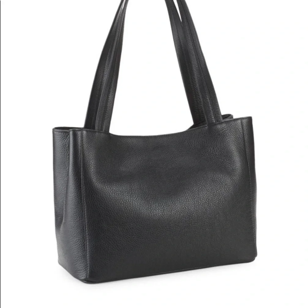 Mario Valentino Spa Black Leather Hobo Tote with Tassel